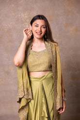 Silk Drape Skirt, Crop Top and Cape