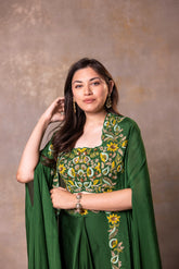 Silk Cowl Skirt, Crop Top and Shrug