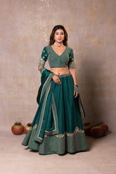 Emerald Green Silk Lehenga Set
