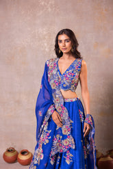 Royal Blue Silk Lehenga Set
