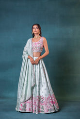 Sea Green Silk Lehenga Set