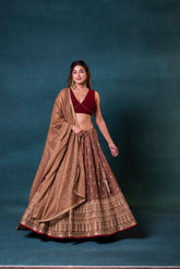 Dusky Brown Silk Lehenga Set