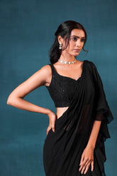 Black Pre-drape Saree