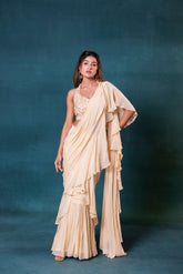 Pastel Yellow Pre-drape Saree