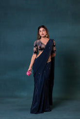 Dark Teal Silk Saree