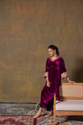 Velvet Wine Suit Set