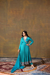 Cyan Anarkali Set