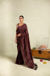 Brown silk saree