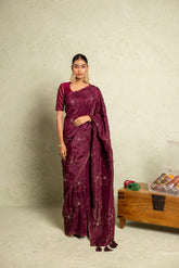 Wine silk saree