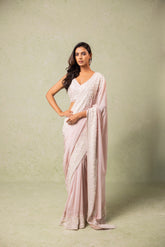 Blush pink crepe saree