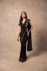 Black georgette saree