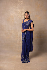 Midnight blue georgette saree