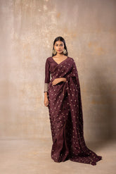 Classic brown silk saree