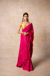 Fuchsia pink silk saree