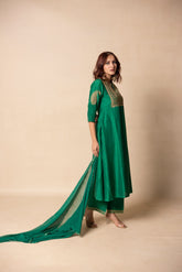 Emerald green hand embroidered suit set