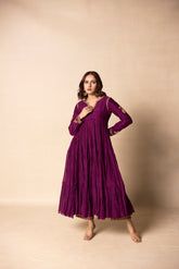 Plum purple layered silk dress