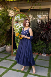 Midnight bloom anarkali set