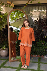 Rust-orange elegance co-ord set