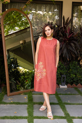 Rust jute cotton dress