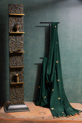 Emerald green silk saree