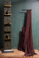 Cinnamon brown silk saree