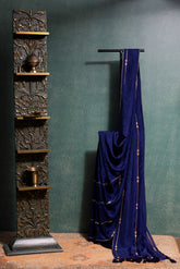 Berry blue silk saree
