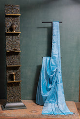 Sky-blue tissue cotton saree