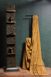 Mustard Yellow Tissue Cotton Saree