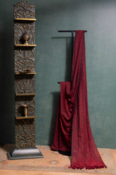 Reddish Maroon Cotton Saree