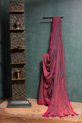 Maroon Cotton Saree with Green Hues