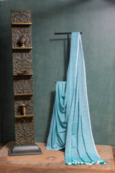 Powder Blue Cotton Saree