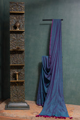 Blue Cotton Saree with Purple Hues