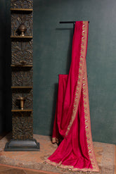 Pinkish Red Silk Saree