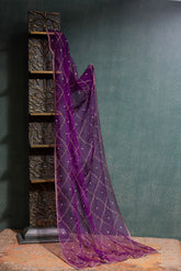 Purple Organza Dupatta