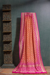 Ombre Pink Orange Georgette Bandhej Dupatta