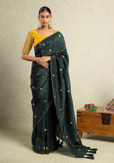 Pine green silk saree