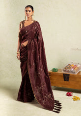 Brown silk saree