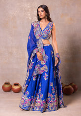 Royal Blue Silk Lehenga Set