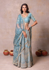 Pastel Sea Green Silk Lehenga Set