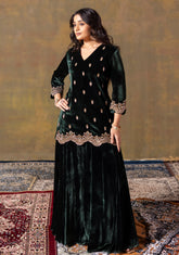Deep Green Short Kurta & Palazzo Set