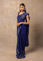 Midnight blue georgette saree