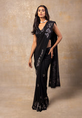 Black georgette saree