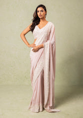 Blush pink crepe saree