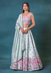 Sea Green Silk Lehenga Set