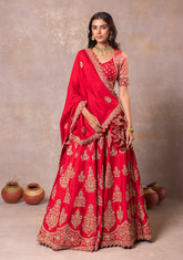 Red Silk Lehenga Set