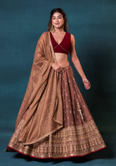 Dusky Brown Silk Lehenga Set