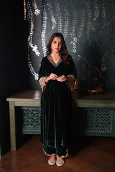 Bottle Green Velvet Suit Achkan