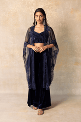 Royal blue velvet Indo-Western