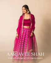 Pink Silk Lehenga with Organza Dupatta
