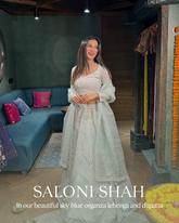 Sky Blue Organza Lehenga with Dupatta